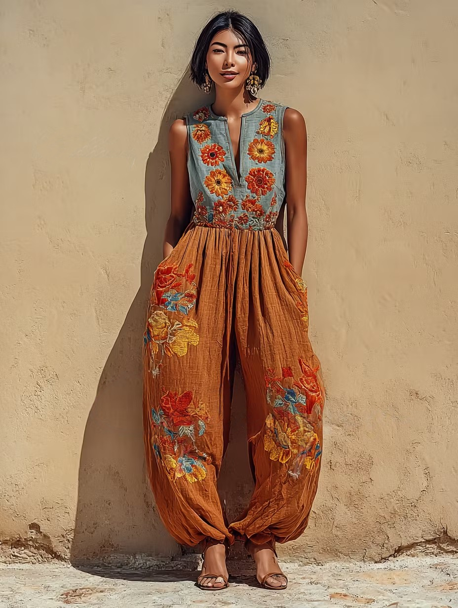 Women's Soft Casual Fashion Brown Jumpsuit