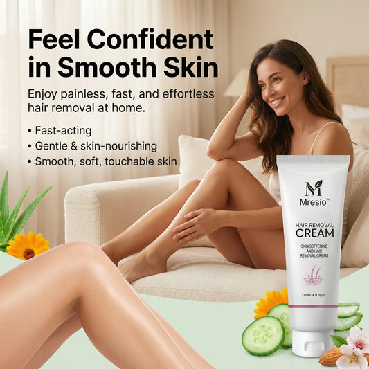 Mresio™ Purely Natural Pain-Free Hair Removal Cream|Hair-Free Skin in Just 10 Minutes — No Razor Needed