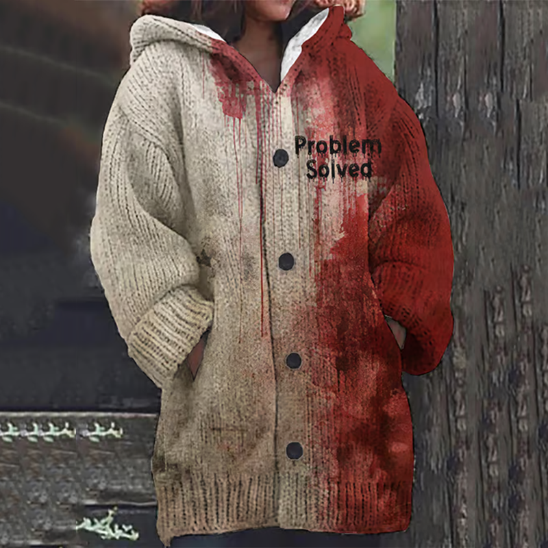 Bloody Problem Solved Halloween Print Sweater Cardigan