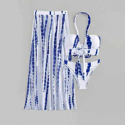 Printed 3-Piece Cutout Swimsuit Set