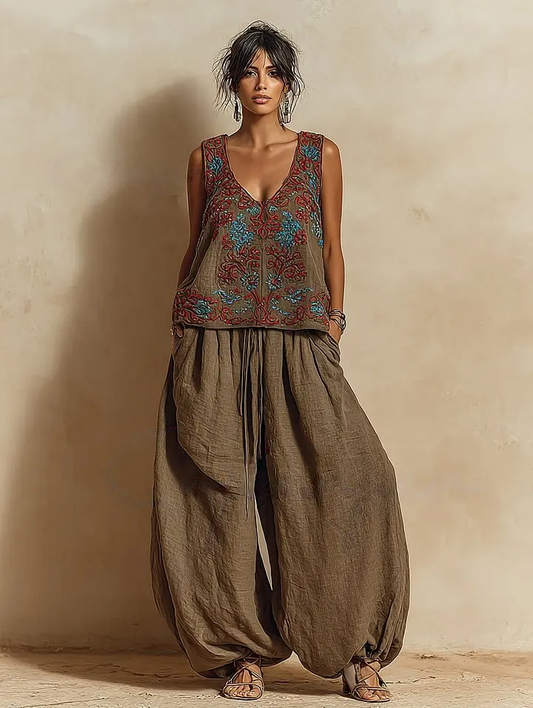 Women's Casual Elegant Linen Casual Set
