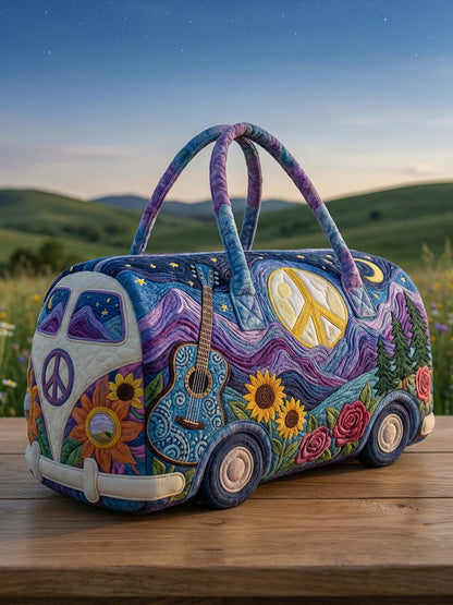 Hippie Music Quilted Duffle Bag