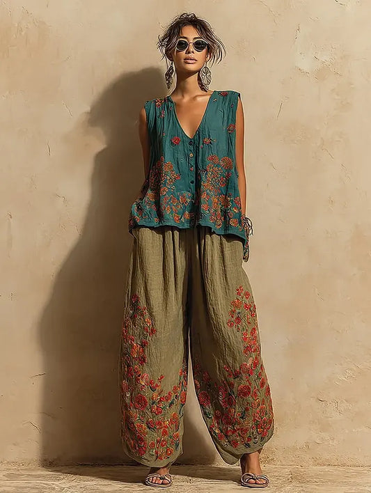 Women's Casual Elegant Linen Casual Set