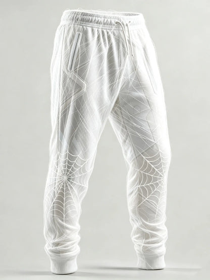 Men's Retro Halloween Spider Geometric Pattern Casual Sports Pants