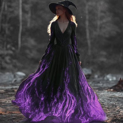 Halloween Witch You Couldn't Burn Flame Celtic Flowy Maxi Dress