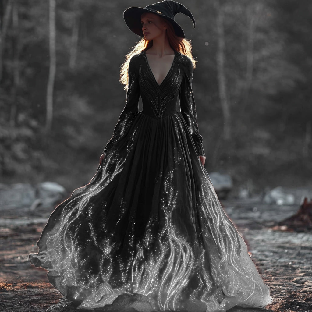 Halloween Witch You Couldn't Burn Flame Celtic Flowy Maxi Dress