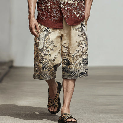 Men's Gradient Color Block Japanese Art Suit