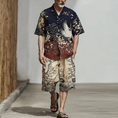 Men's Gradient Color Block Japanese Art Suit