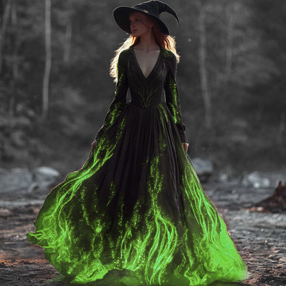Halloween Witch You Couldn't Burn Flame Celtic Flowy Maxi Dress