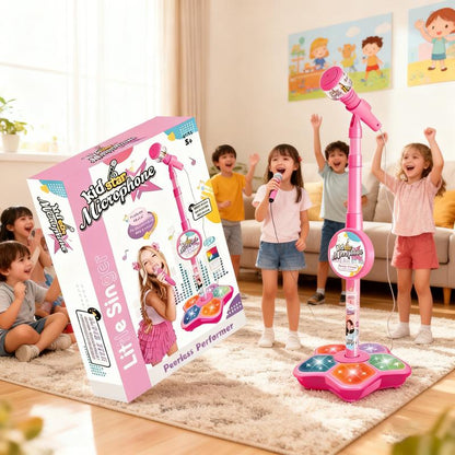 Soulora™ Kids Karaoke Microphone with Stand 🎤 Sing, Dance & Shine with Colorful Lights ✨
