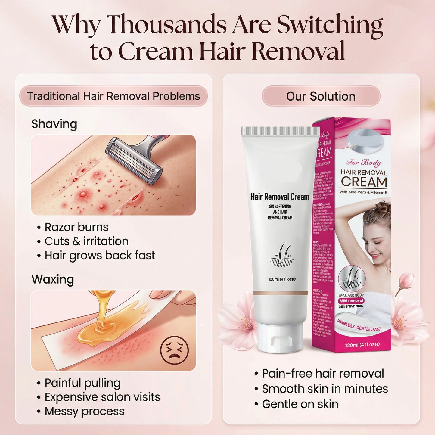 Mresio™  Purely Natural Pain-Free Hair Removal Cream|Hair-Free Skin in Just 10 Minutes — No Razor Needed