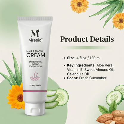 Mresio™  Purely Natural Pain-Free Hair Removal Cream|Hair-Free Skin in Just 10 Minutes — No Razor Needed