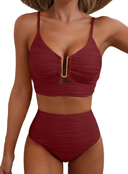 Golden U-Link High-Waisted Bikini Set