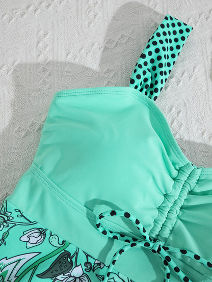 Boho Paisley Two-Piece Swim Dress with Shorts