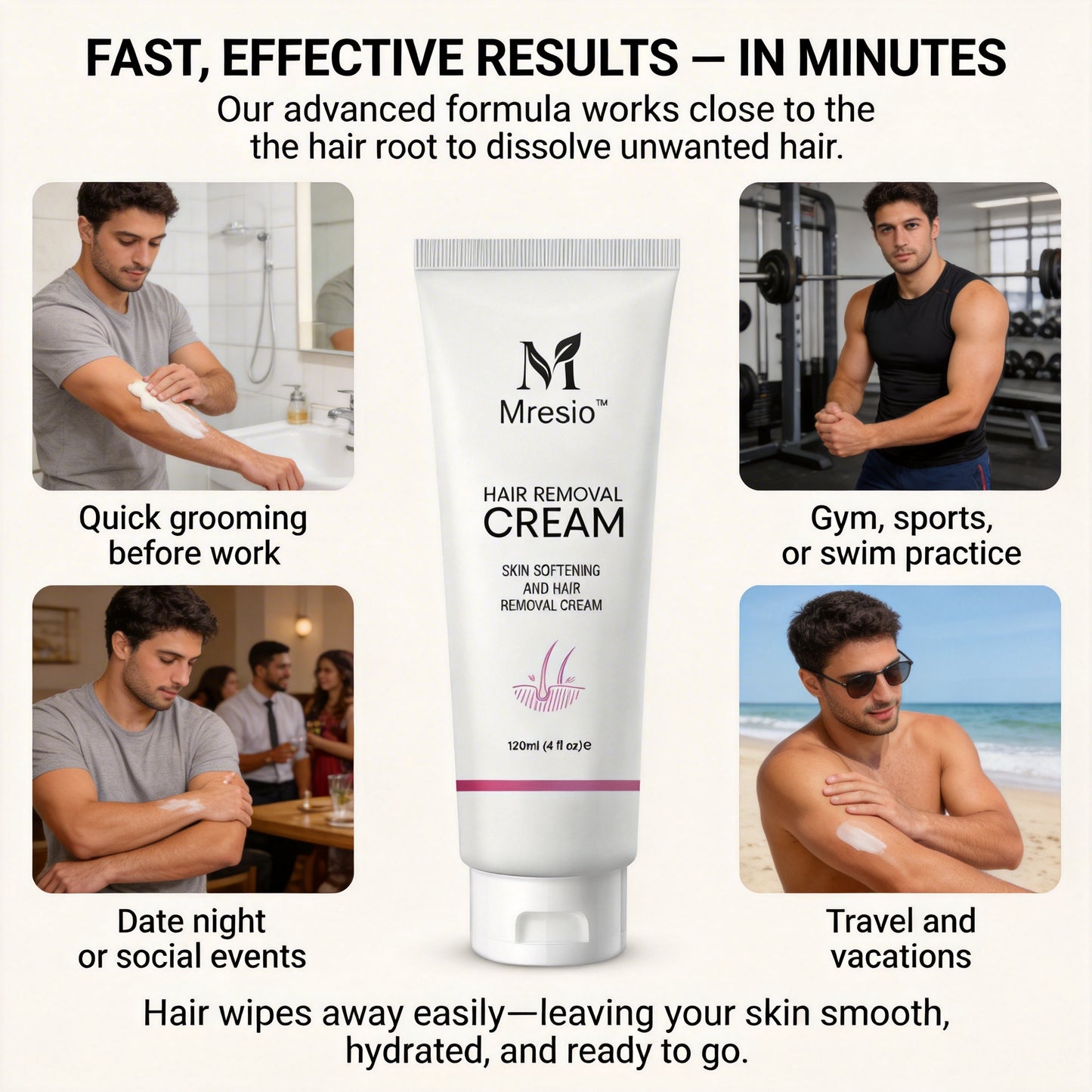 Purely Natural Pain-Free Hair Removal Cream|Hair-Free Skin in Just 10 Minutes — No Razor Needed