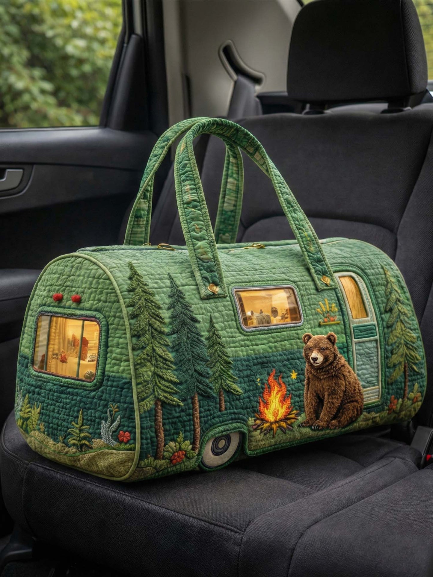 Bear Camper Van Quilted Duffle Bag