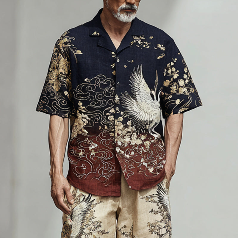 Men's Gradient Color Block Japanese Art Suit