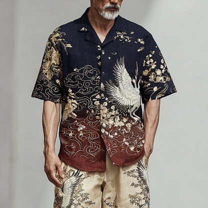 Men's Gradient Color Block Japanese Art Suit