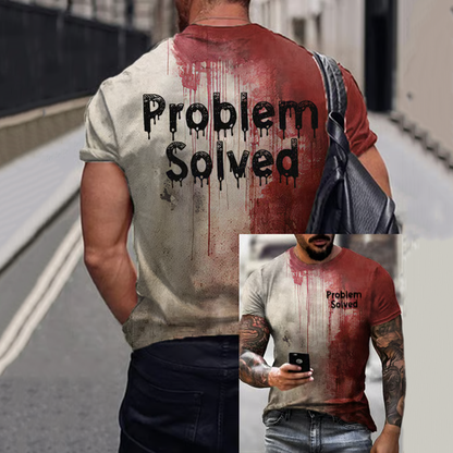 Bloody Problem Solved Halloween Art Pattern Print Cotton Graphic T-Shirt