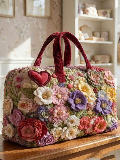 Rose And Daisy Patchwork Quilted Travel Bag